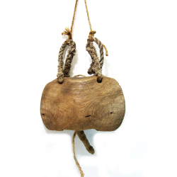 Dzwonek pasterski drewniany Vintage na sznurze 20x14cm